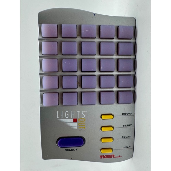 Tiger Electronics Other - Tiger Electronics Lights Out Handheld Game 1995 Silver Purple Vintage Puzzle Toy